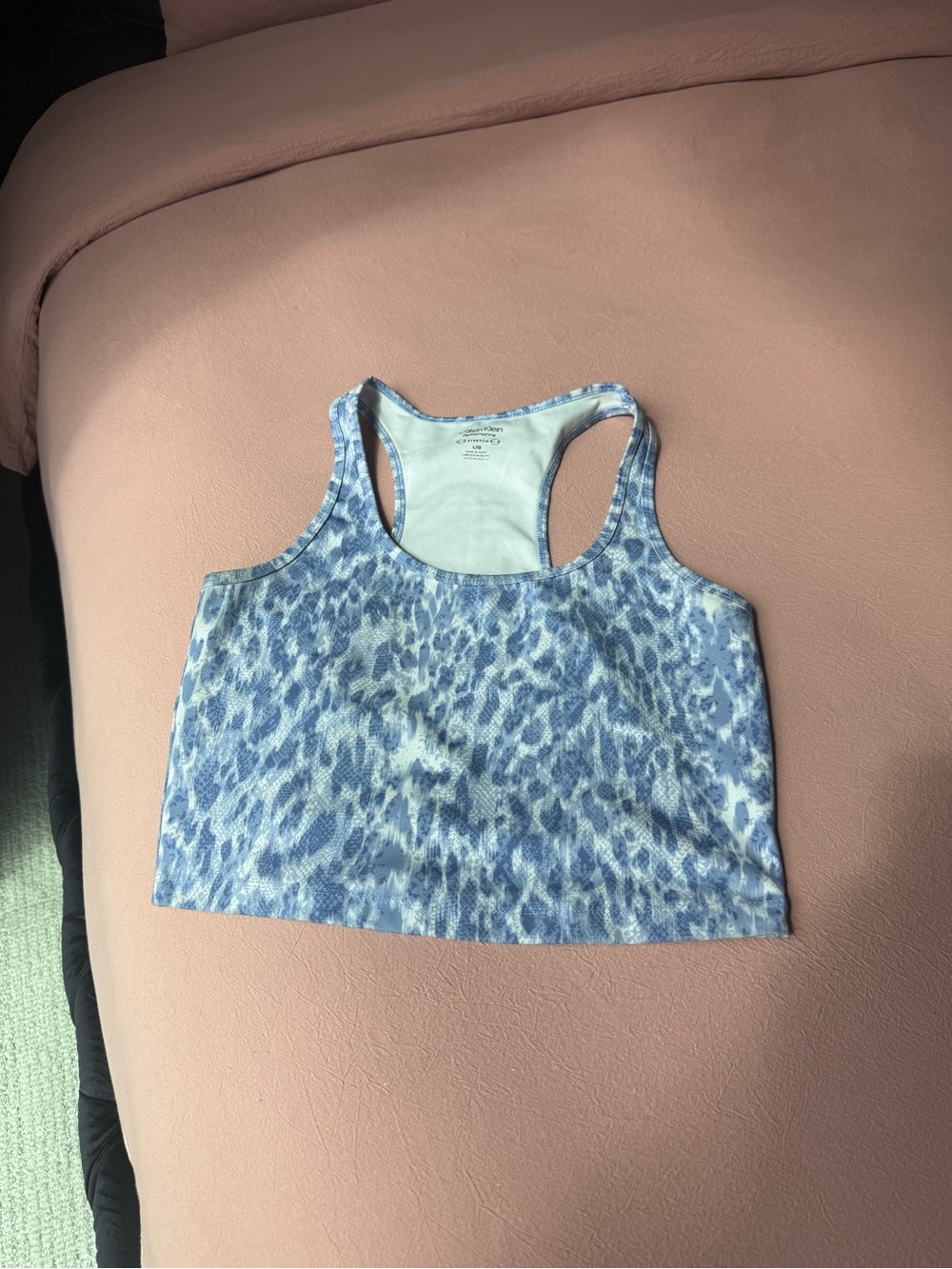 Calvin Klein Blue Leopard Print Racerback Crop Top